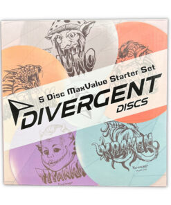 bbf37c5d 2079 5416 942d 0df0e629909c The Divergent Discs 5 Disc Set with Mini Marker provides all the necessary tools to enjoy a round of disc golf. It comes with 5 discs in MaxValue plastic. This set includes a (Nuno) putter, a (Kapre) midrange, Kraken (fairway driver), Tiyanak (fairway driver), a Basilisk (distance driver), and a mini marker. These discs are all designed for the beginner disc golfer, providing easy to throw discs. Helping the thrower to have confidence, distance, and fun!