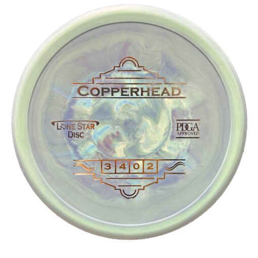 19 The Copperhead from Lone Star Discs is a beaded overstable putter with a thumb track.